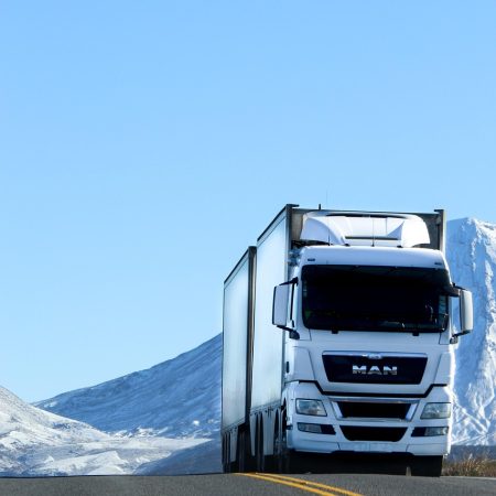 truck, road, vehicle, snow, nature, white, blue, lorry, transport, blue road, blue truck, blue snow